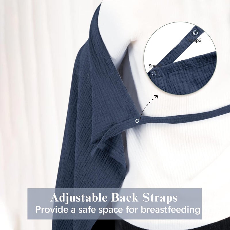 Coreeky 2 Pack Muslin Nursing Cover for Breastfeeding, Soft & Breathable 100% Cotton Breastfeeding Cover up - Image 3